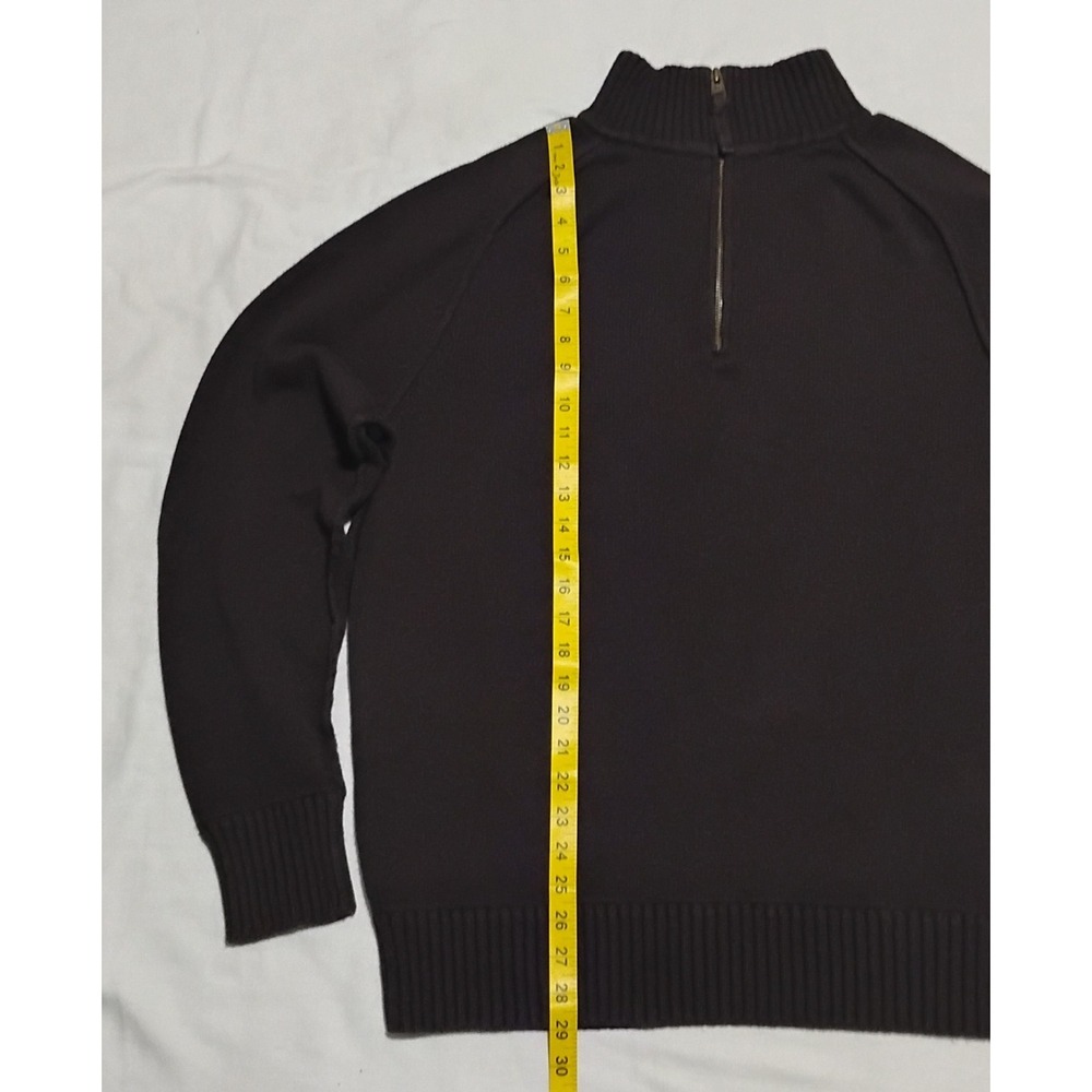 Vintage American Eagle Men's XXL Brown Rib-Knit Cotton 1/4 Zip Mock Sweater - Picture 4 of 9